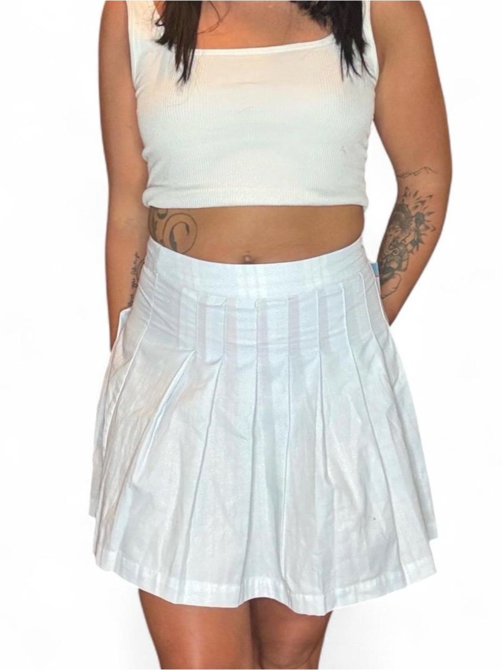 White Pleated Mini Skirt - Classic Women's Skirt